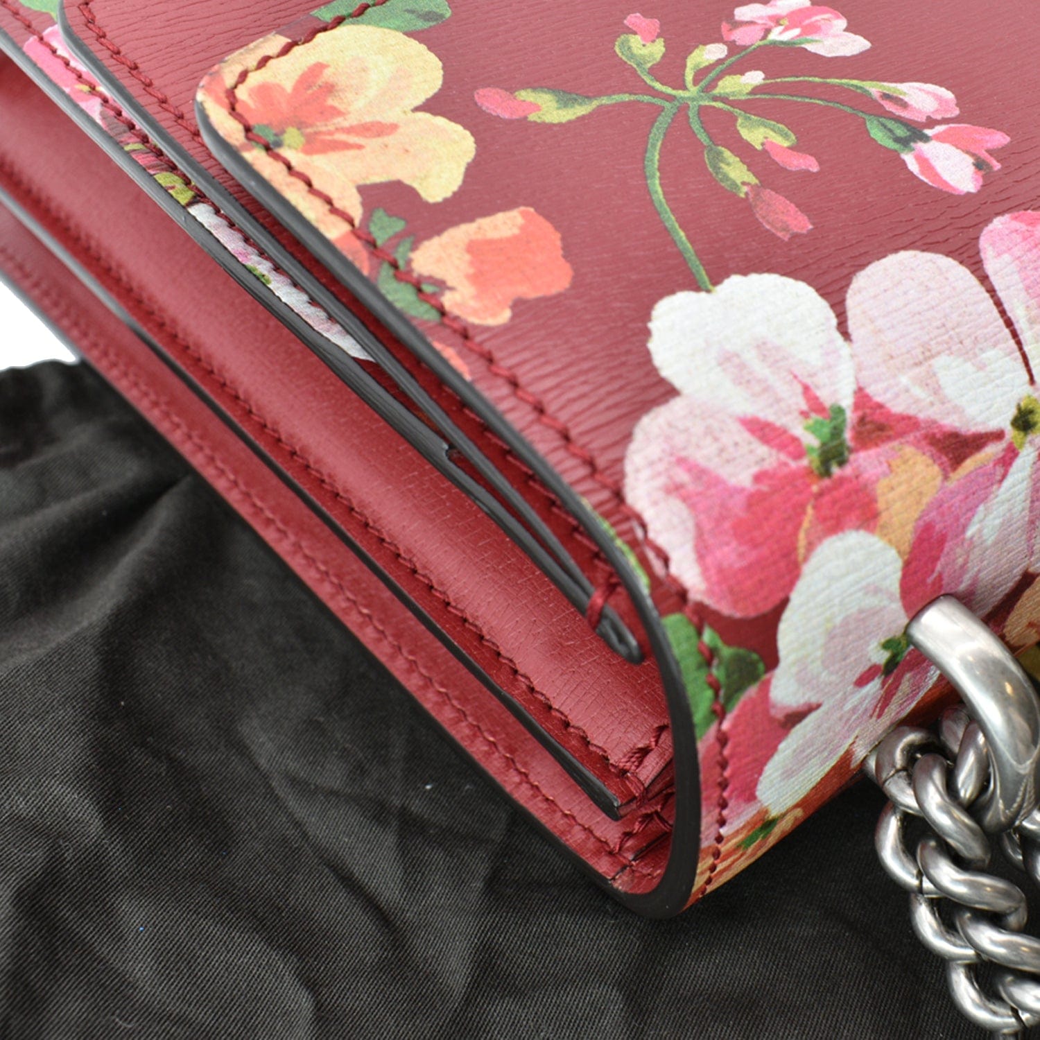 GUCCI Dionysus Floral Blooms Leather Shoulder Bag Red 400235
