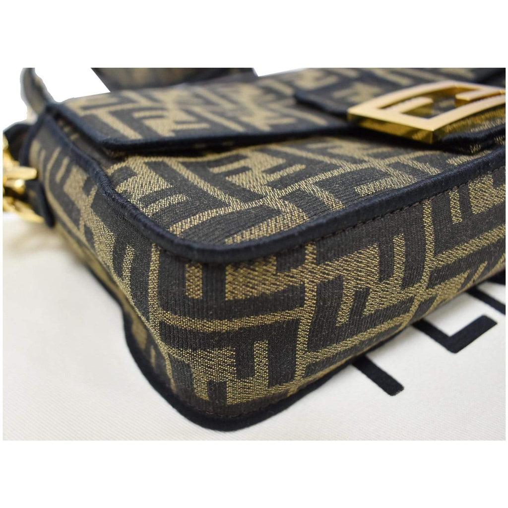 FENDI Mini Baguette Zucca Canvas Shoulder Bag Brown