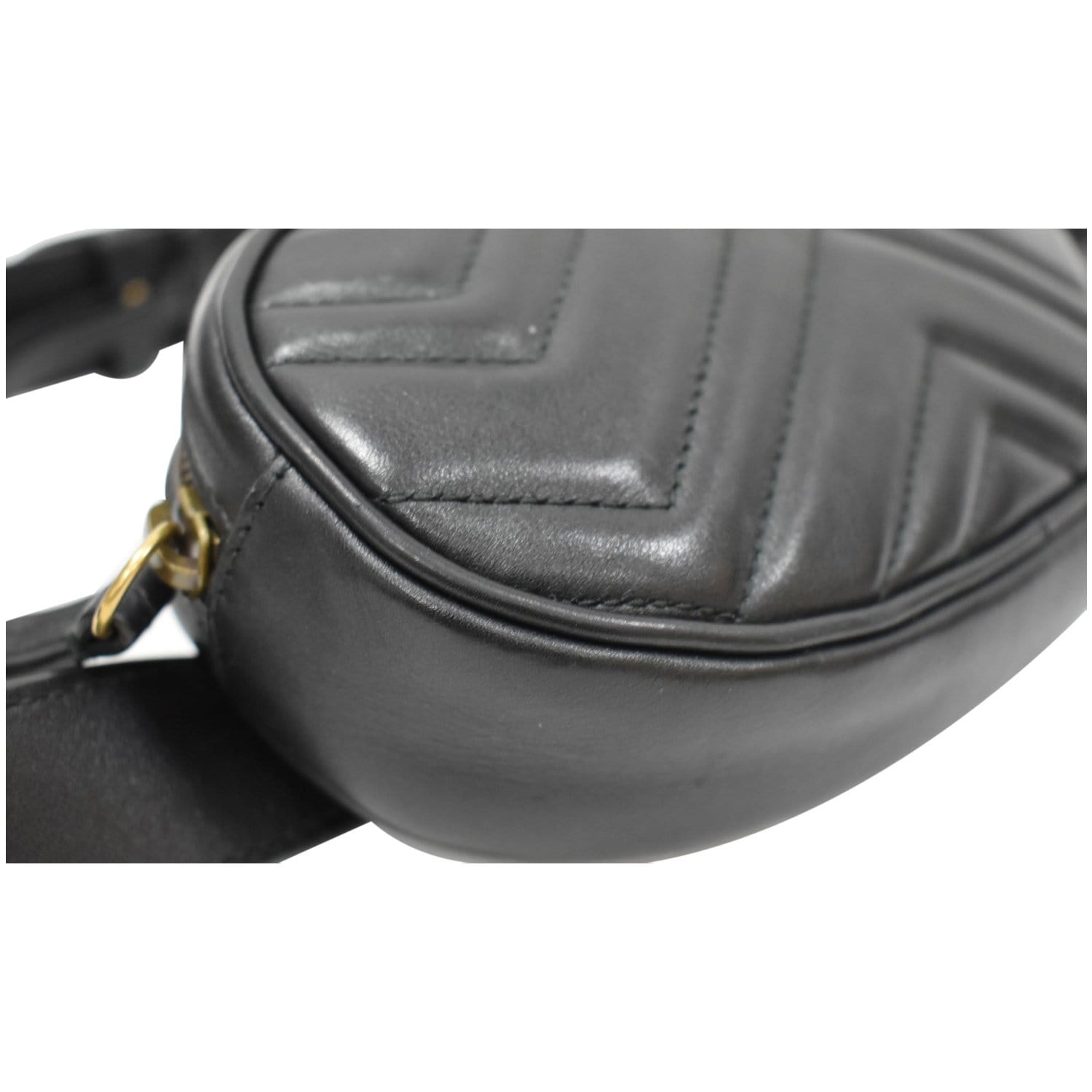 GUCCI GG Marmont Matelasse Leather Belt Bag Black 476434