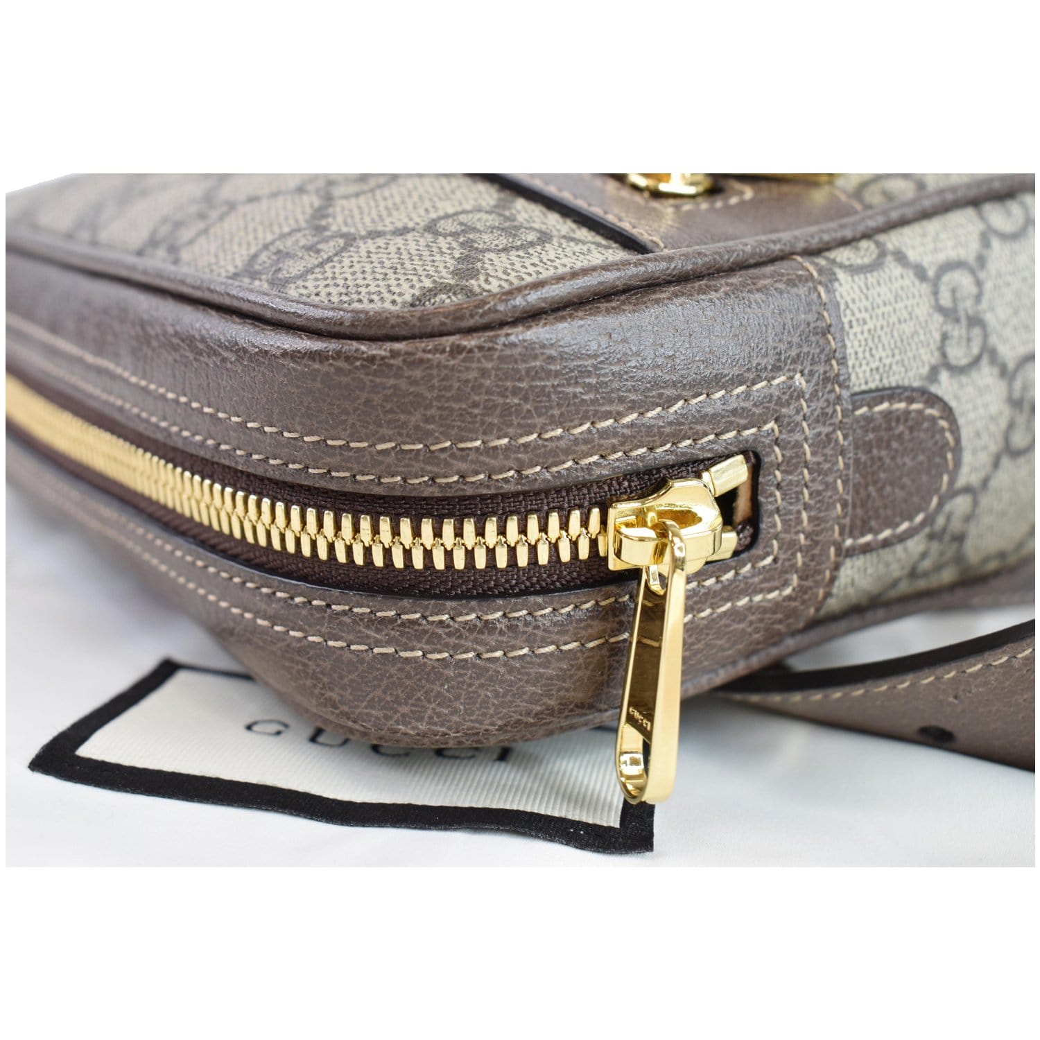 GUCCI Ophidia Small GG Supreme Canvas Web Belt Bag Brown 517076 - Final Sale