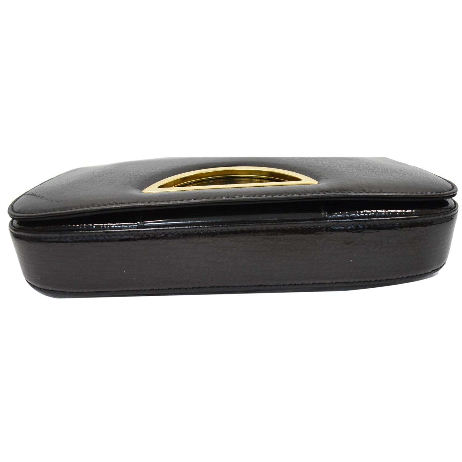 CHRISTIAN DIOR Maris Pearl Patent Monogram Shoulder Bag Black