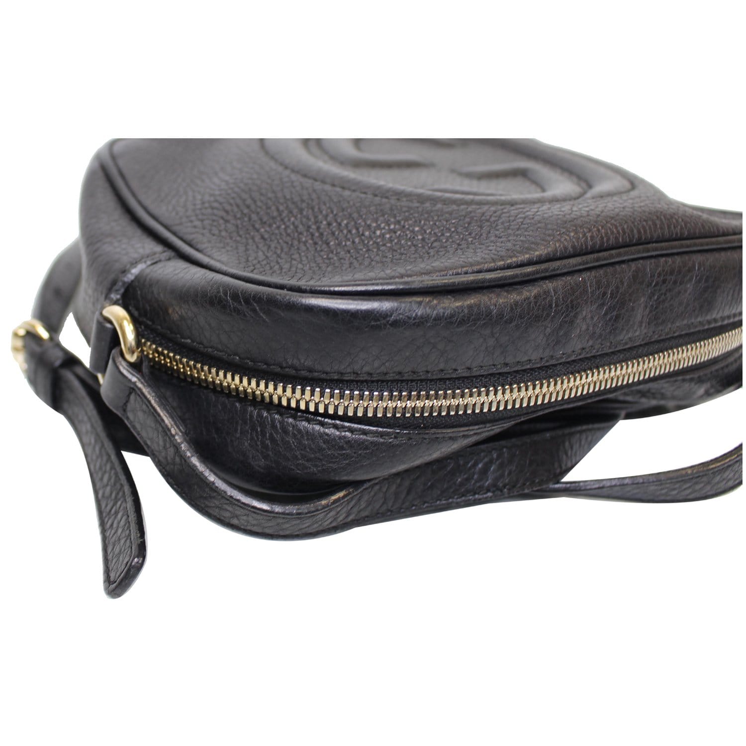 GUCCI Soho Disco Pebbled Leather Small Crossbody Bag Black 308364