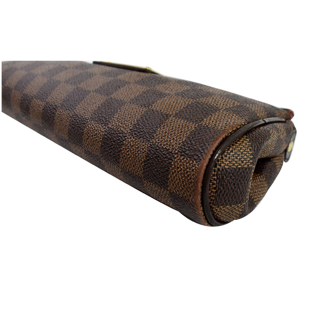 LOUIS VUITTON Pochette Eva Damier Ebene Clutch Crossbody Bag Brown