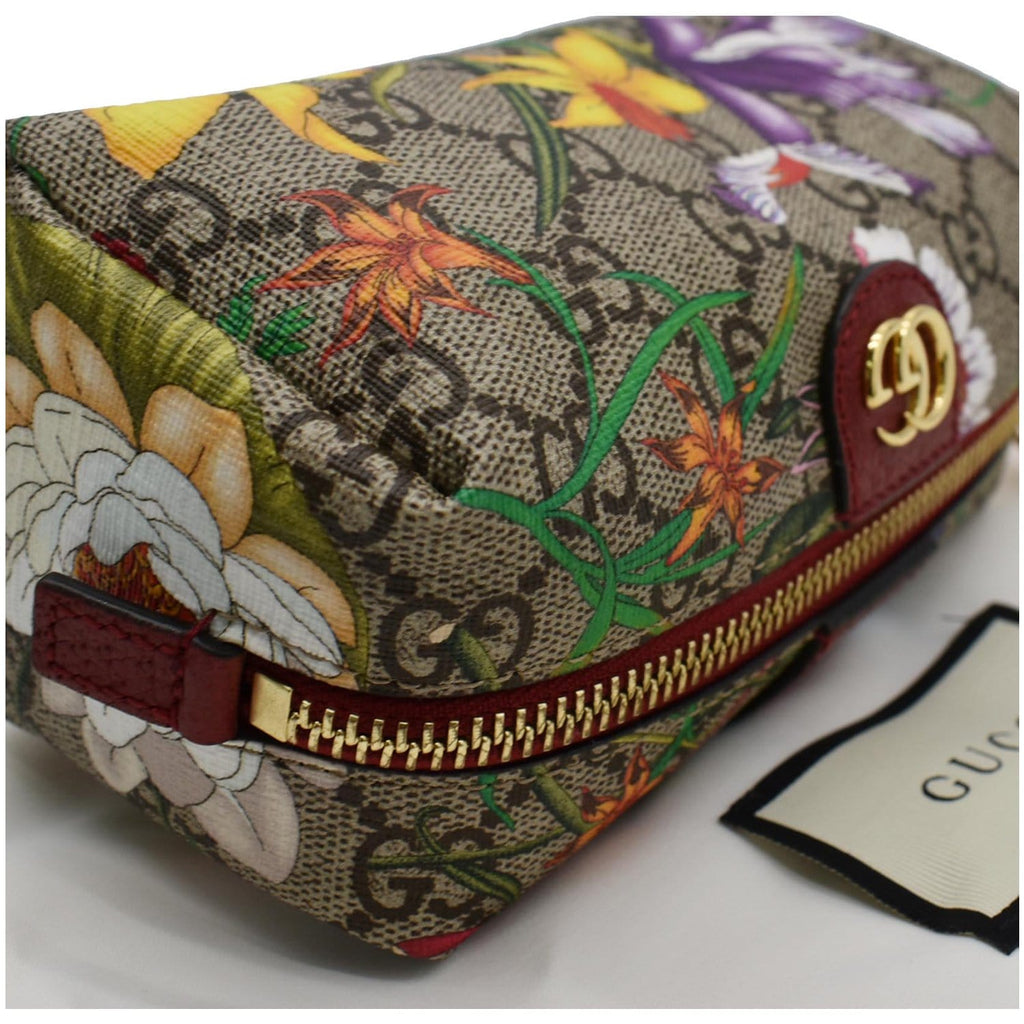 GUCCI Ophidia Floral GG Supreme Monogram Cosmetic Case Red 548394