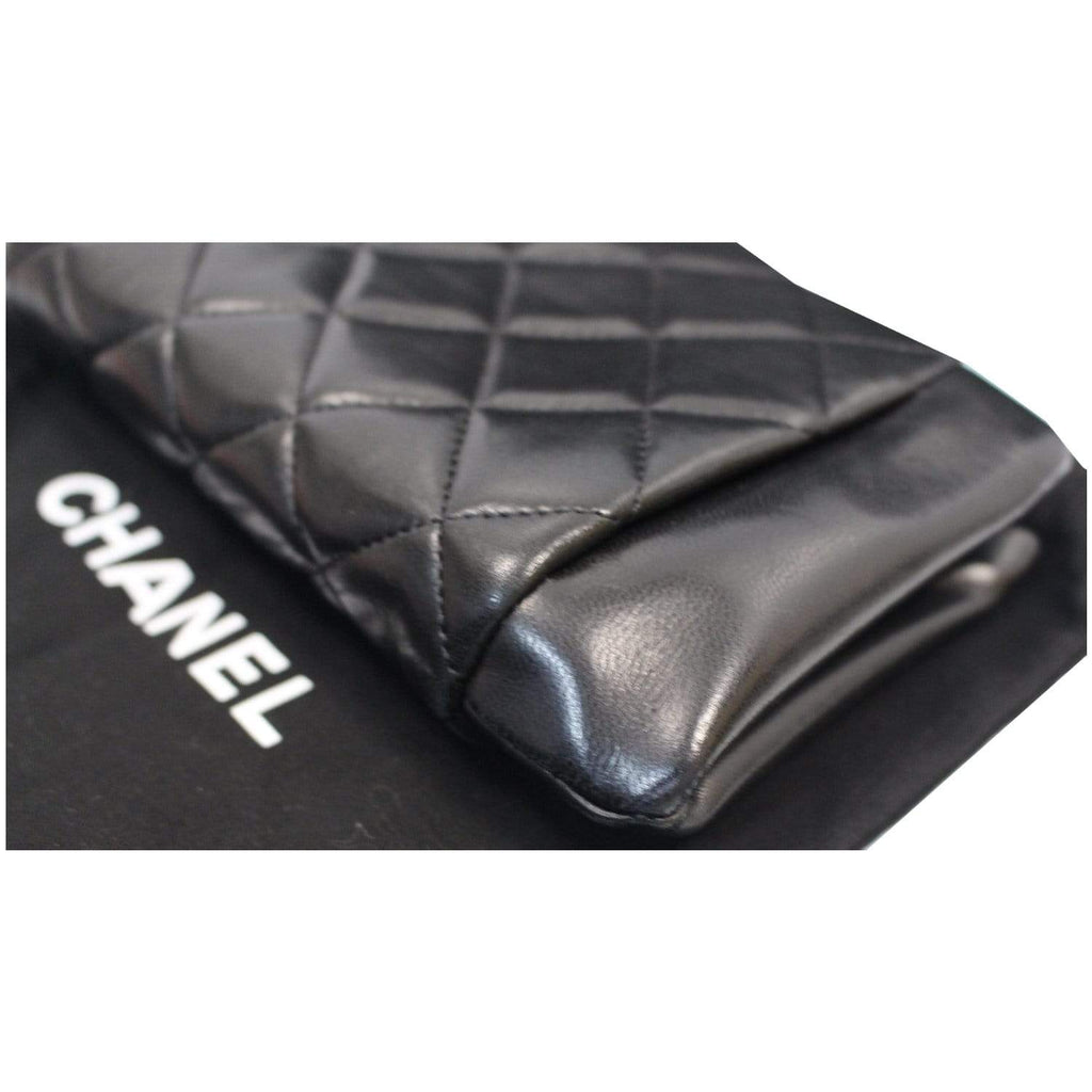 CHANEL Timeless CC Lock Lambskin Leather Clutch Bag Black - 25% OFF