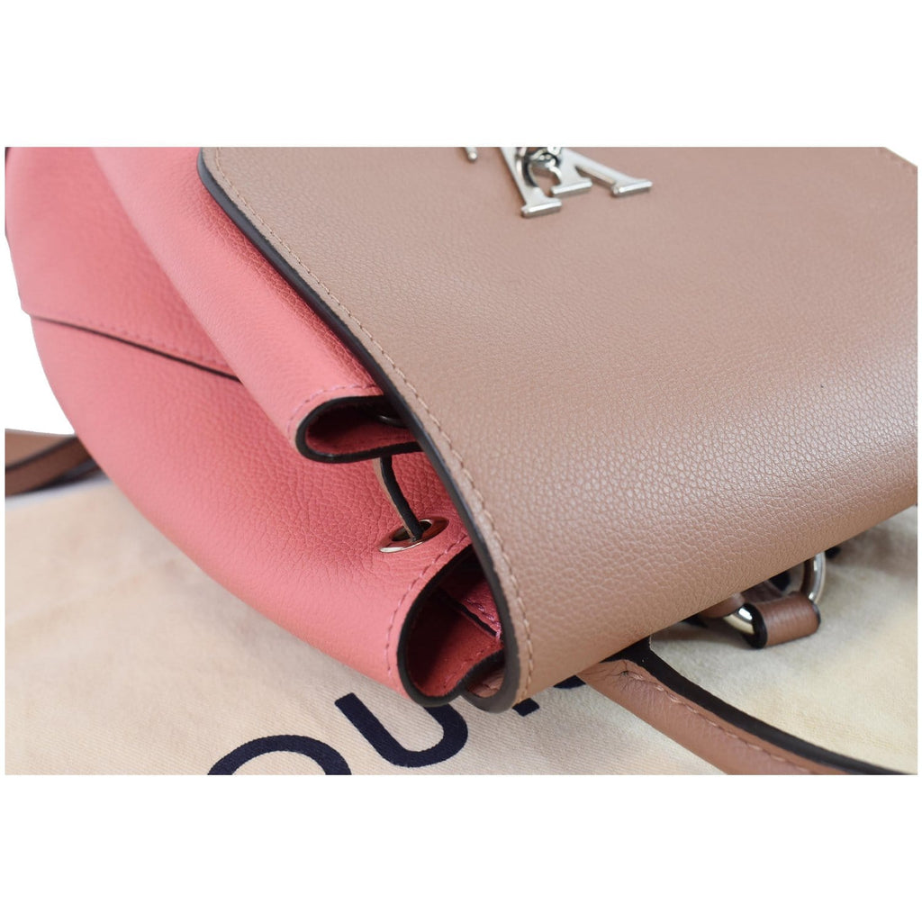 LOUIS VUITTON Lockme Calfskin Leather Backpack Salmon