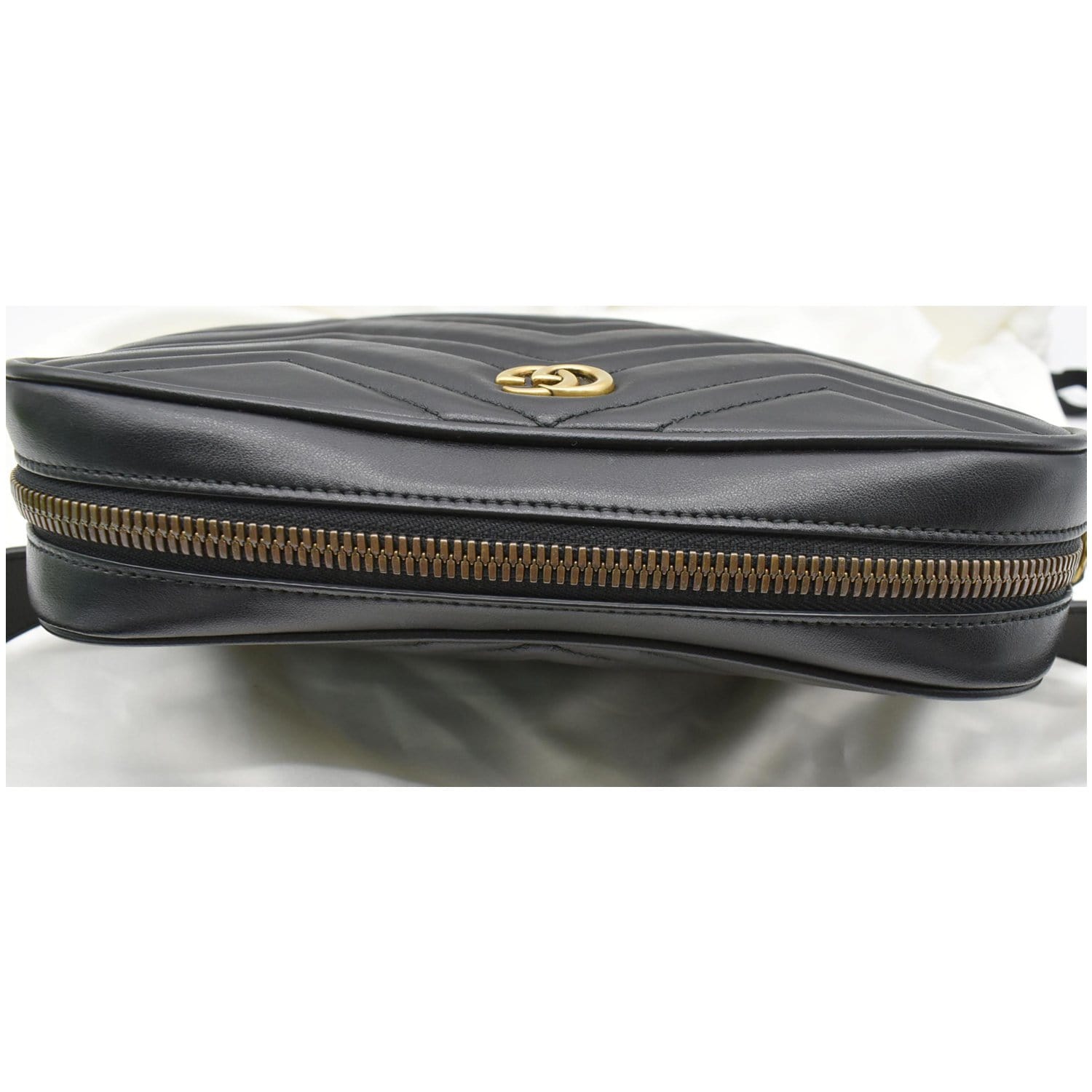 GUCCI GG Marmont Matelasse Leather Belt Bag Black 523380