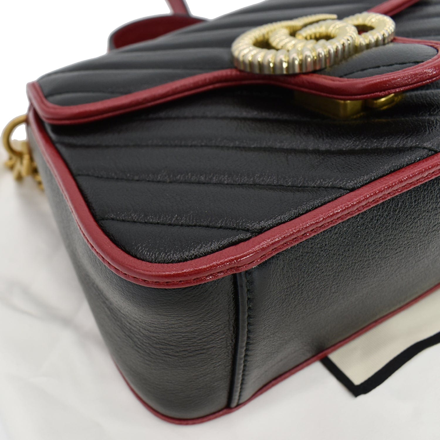 GUCCI GG Torchon Marmont Mini Top Handle Crossbody Bag 583571 Black/Cerise - Hot Deals