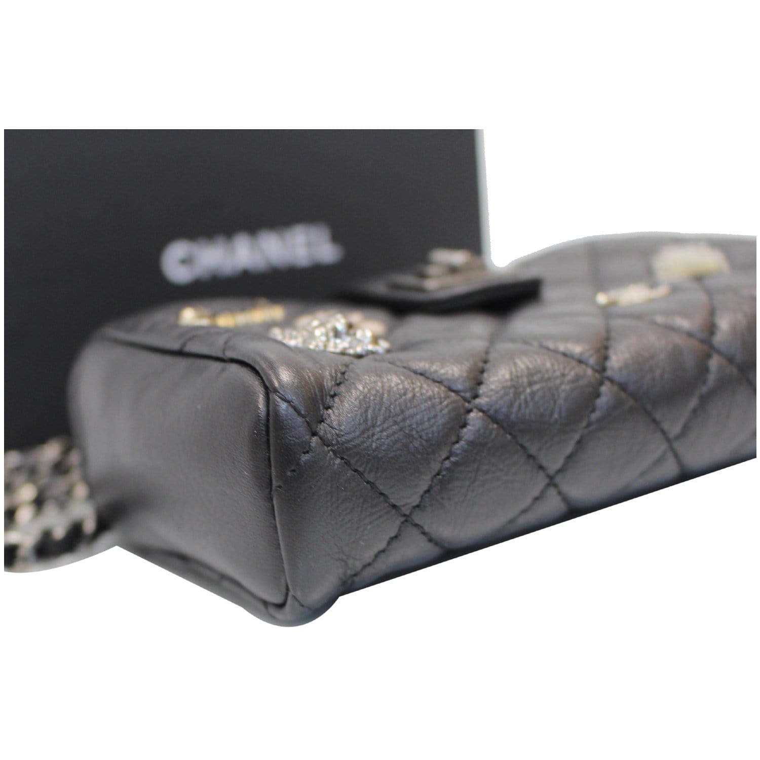 CHANEL Reissue Lucky Charm Quilted Leather Chain Crossbody Clutch Bag Black