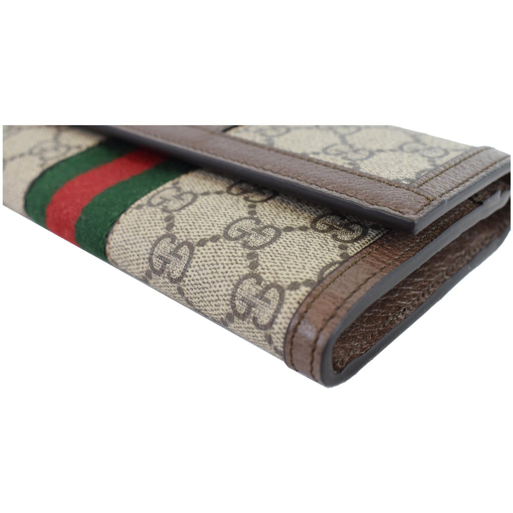 GUCCI Ophidia GG Continental Supreme Canvas Wallet Beige 523153