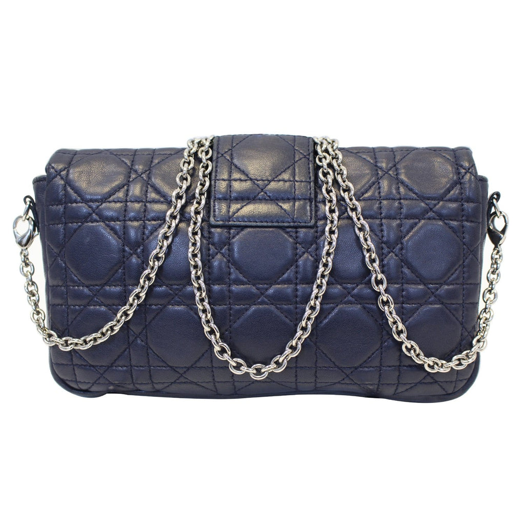 CHRISTIAN DIOR Miss Dior Cannage Quilted Leather Crossbody Bag Black