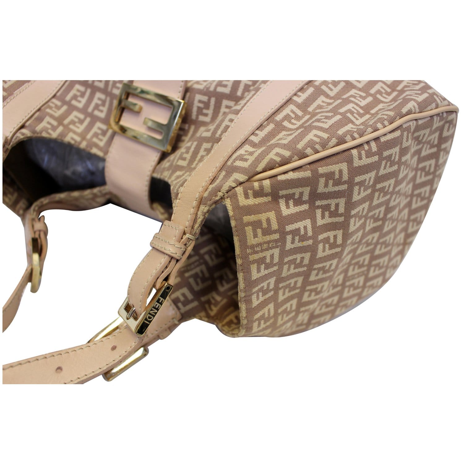 FENDI Zucchino Canvas Shoulder Bag Pink