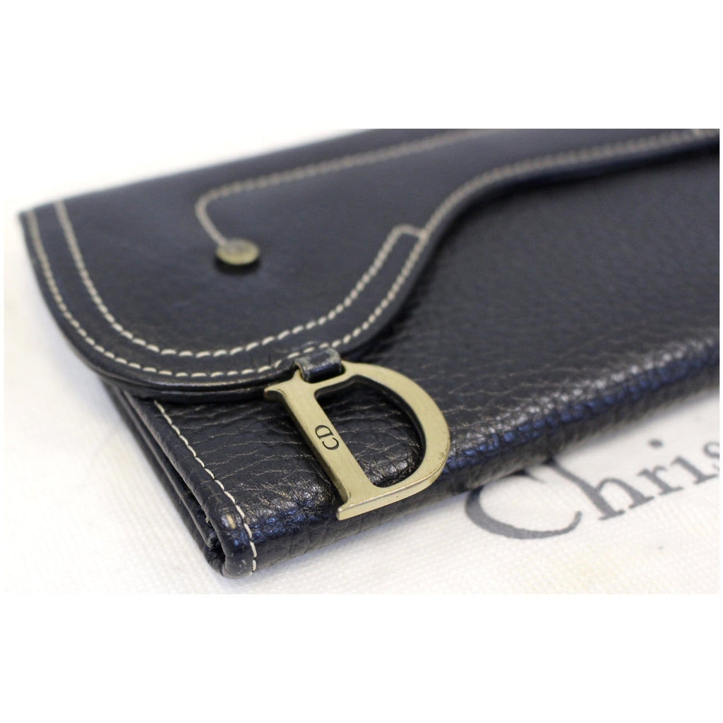 CHRISTIAN DIOR Saddle Leather Wallet Black