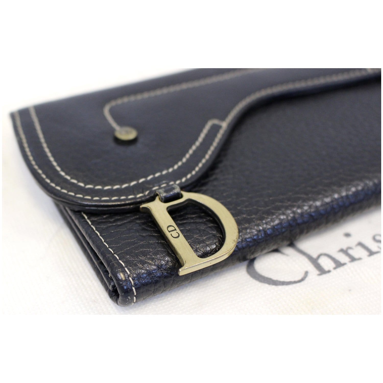 CHRISTIAN DIOR Saddle Leather Wallet Black