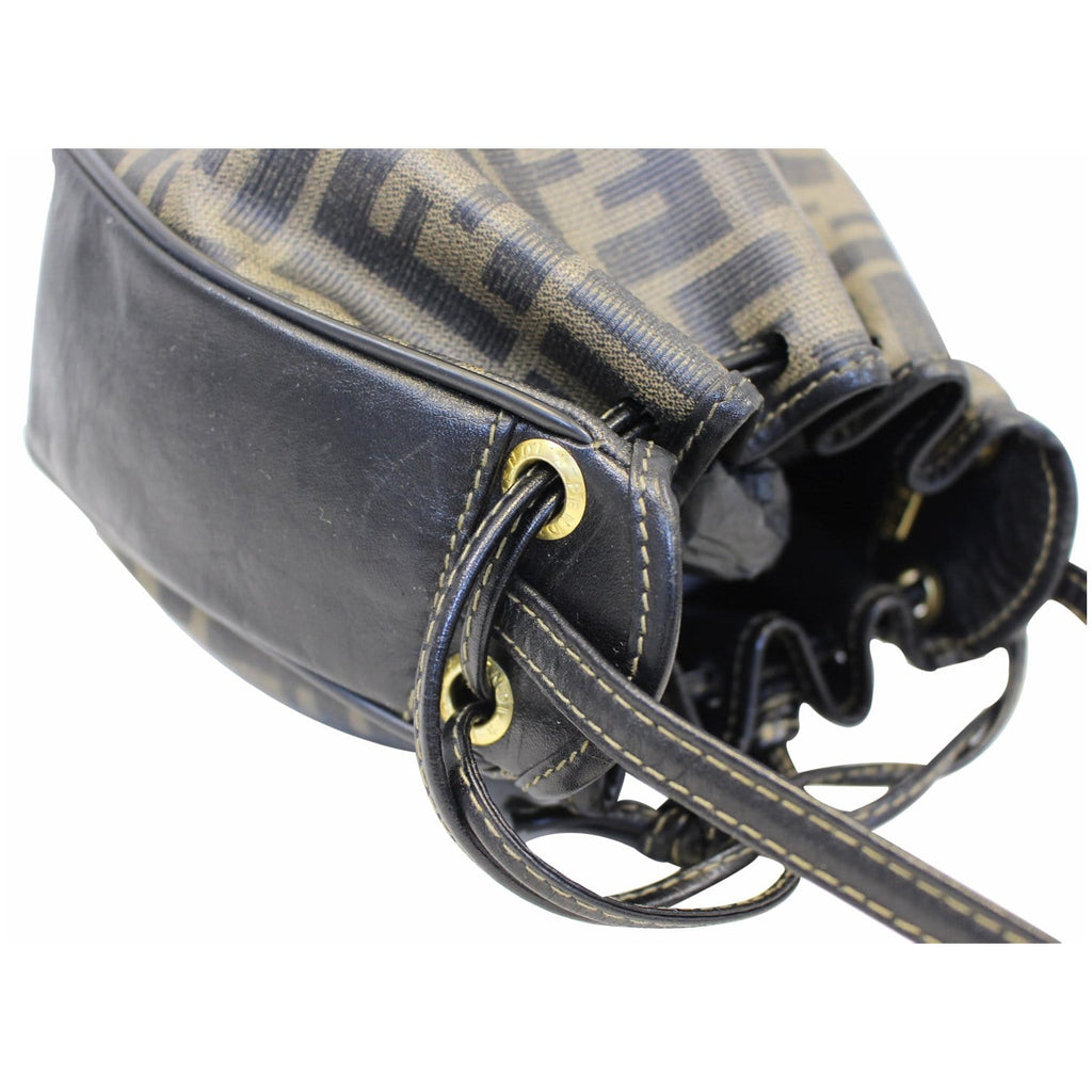 FENDI Drawstring Bucket Crossbody Bag Brown