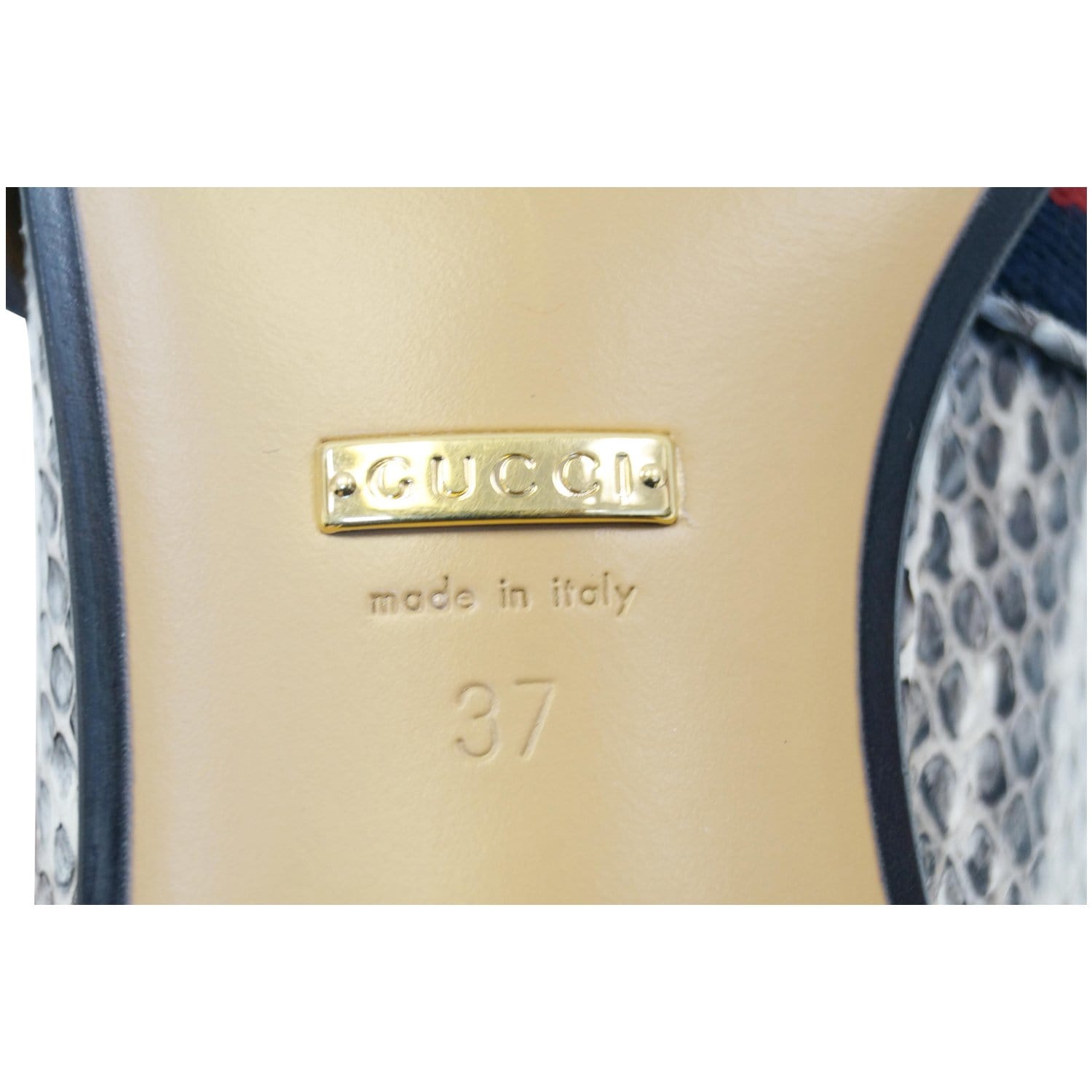 Gucci Mid-Heel GG Snakeskin Loafer Size US 7 Grey 423559 - Last Call
