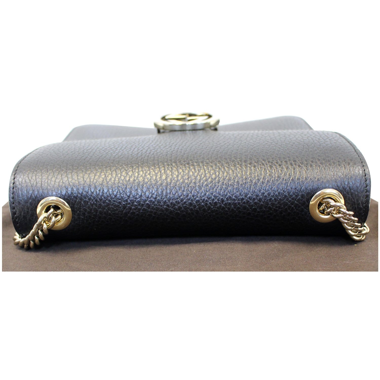 GUCCI Interlocking GG Leather Crossbody Bag Black 510304
