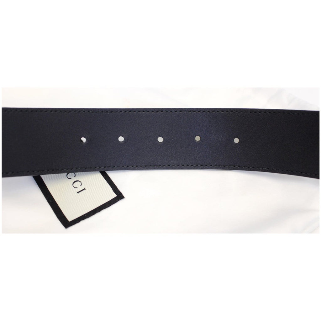 GUCCI Double G Buckle Leather Belt Black Size 37