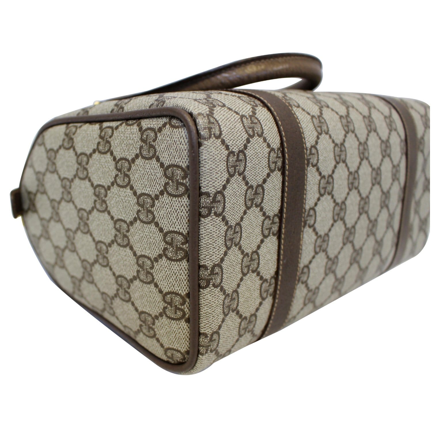 GUCCI Boston Doctor GG Canvas Satchel Handbag Taupe