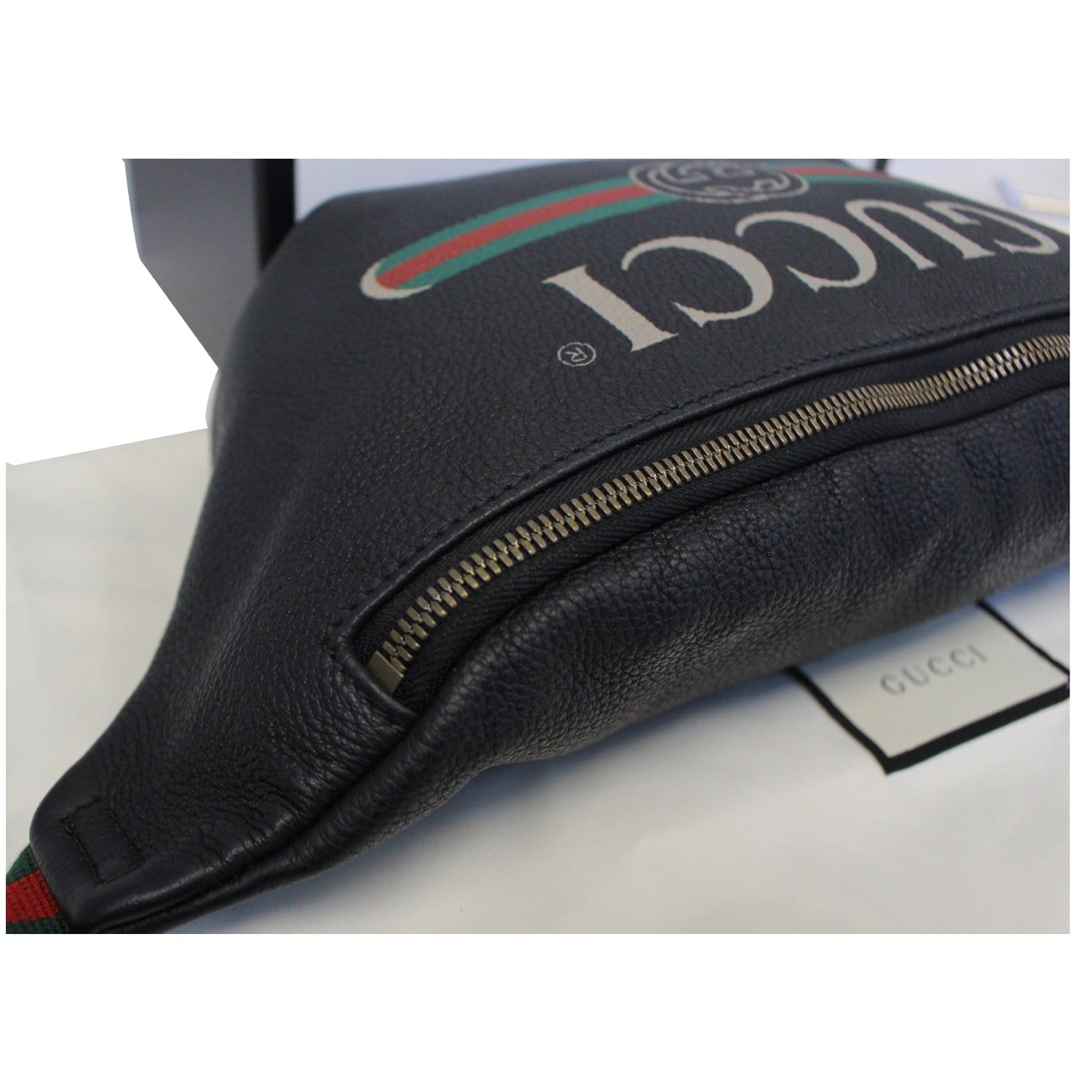 GUCCI Print Leather Black Belt Waist Bumbag Medium 530412