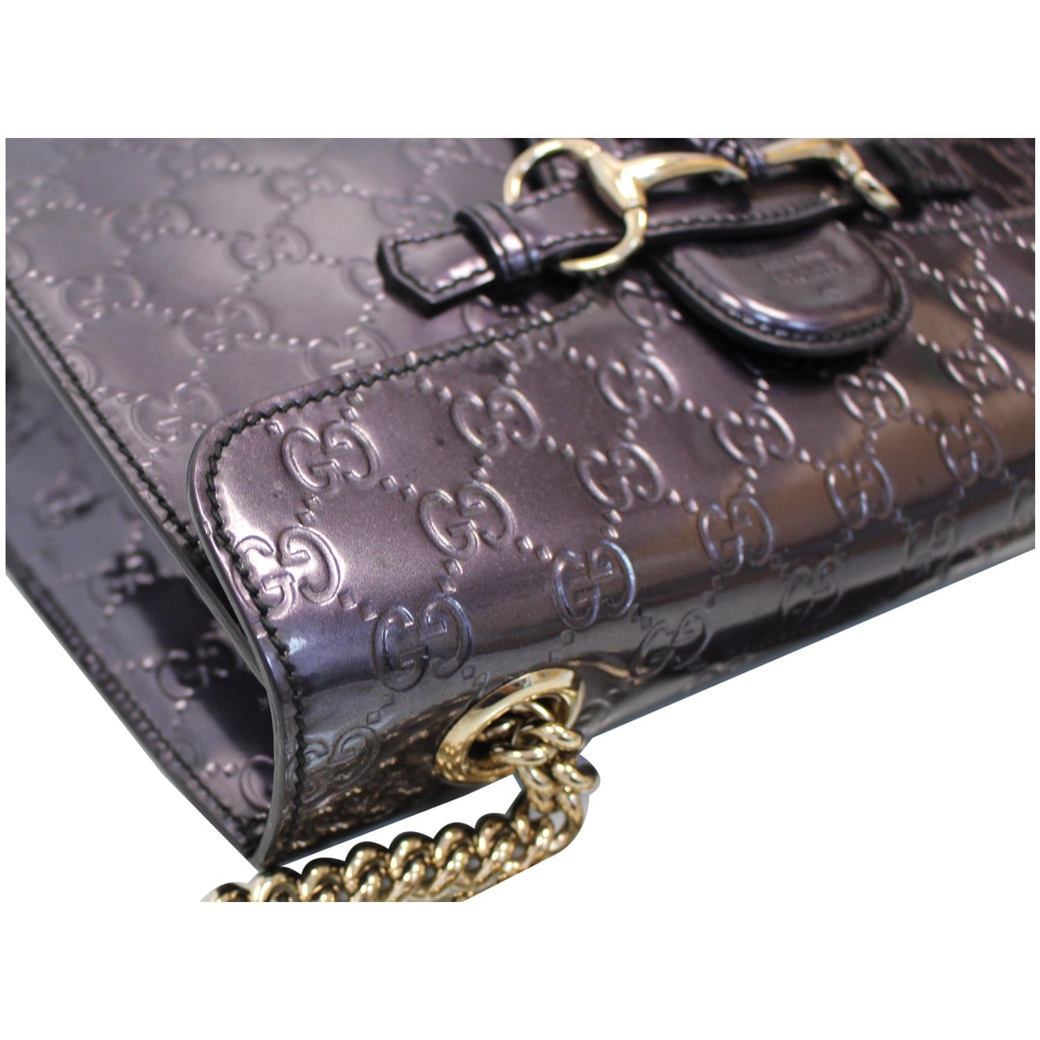 GUCCI Emily Guccissima Chain Shoulder Bag Plum 295402