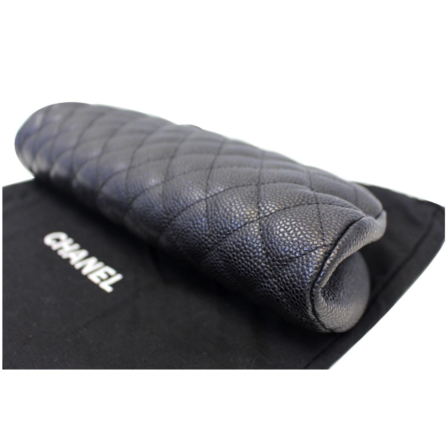 CHANEL Timeless Caviar Quilted Leather Clutch Black