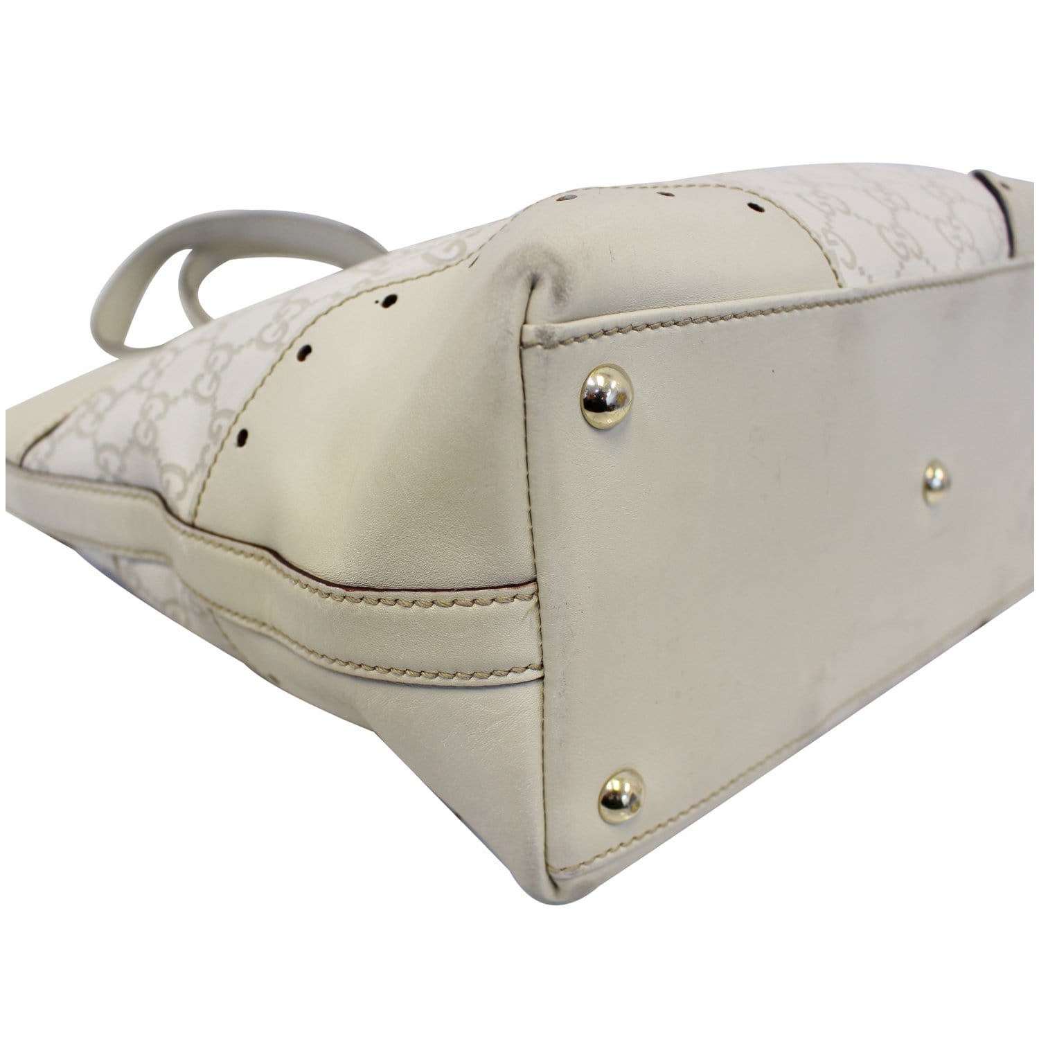 GUCCI Cream Guccissima Leather Gold-tone Tote Shoulder Bag 145993