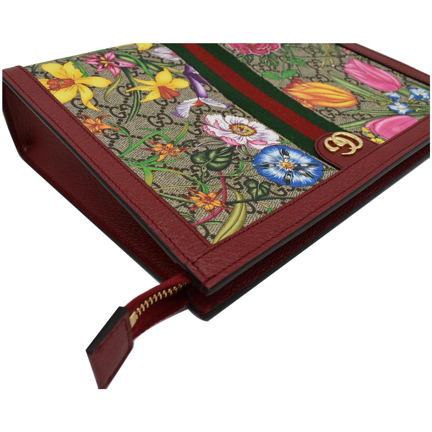 GUCCI Ophidia GG Floral Canvas Pouch Bag Red 625549