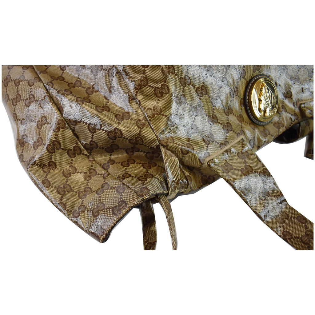 GUCCI Hysteria Large Crystal Coated Canvas Tote Bag Beige 197022