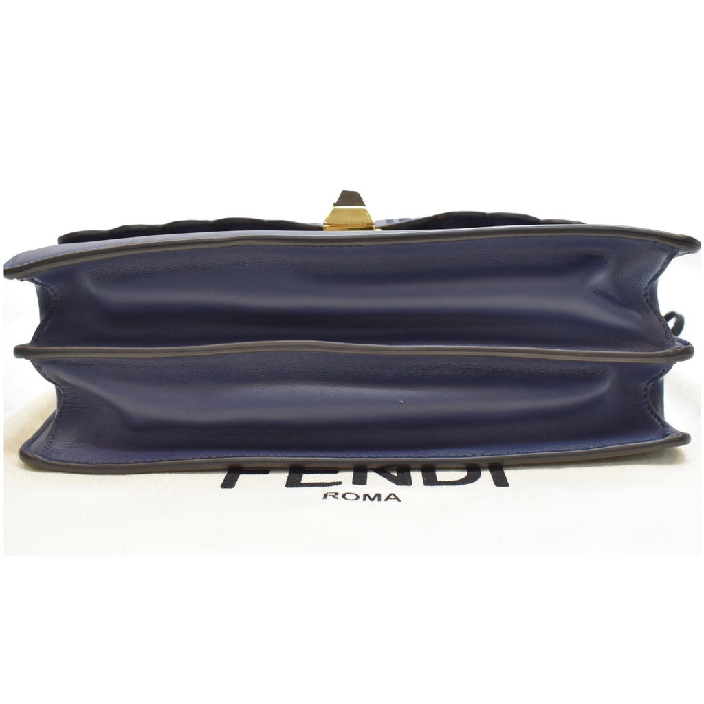 FENDI Small Kan I Perforated Leather Shoulder Bag Blue