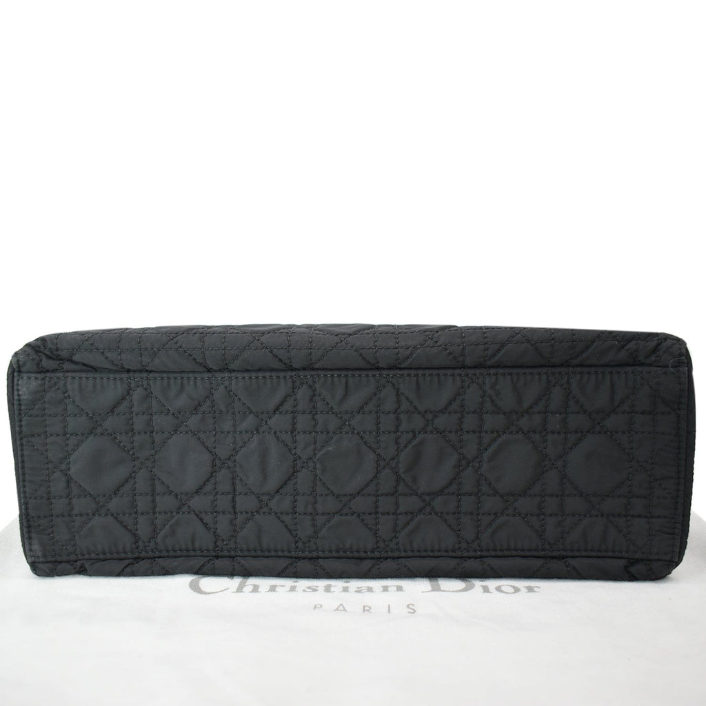 CHRISTIAN DIOR Lady Dior Vintage Nylon Cannage Canvas Tote Bag Black