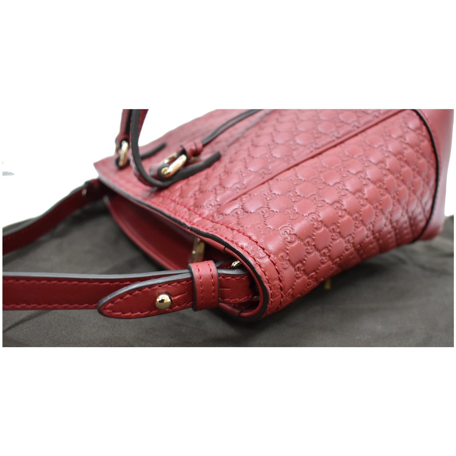GUCCI Small Bree Microguccissima Leather Tote Crossbody Bag Red 449241