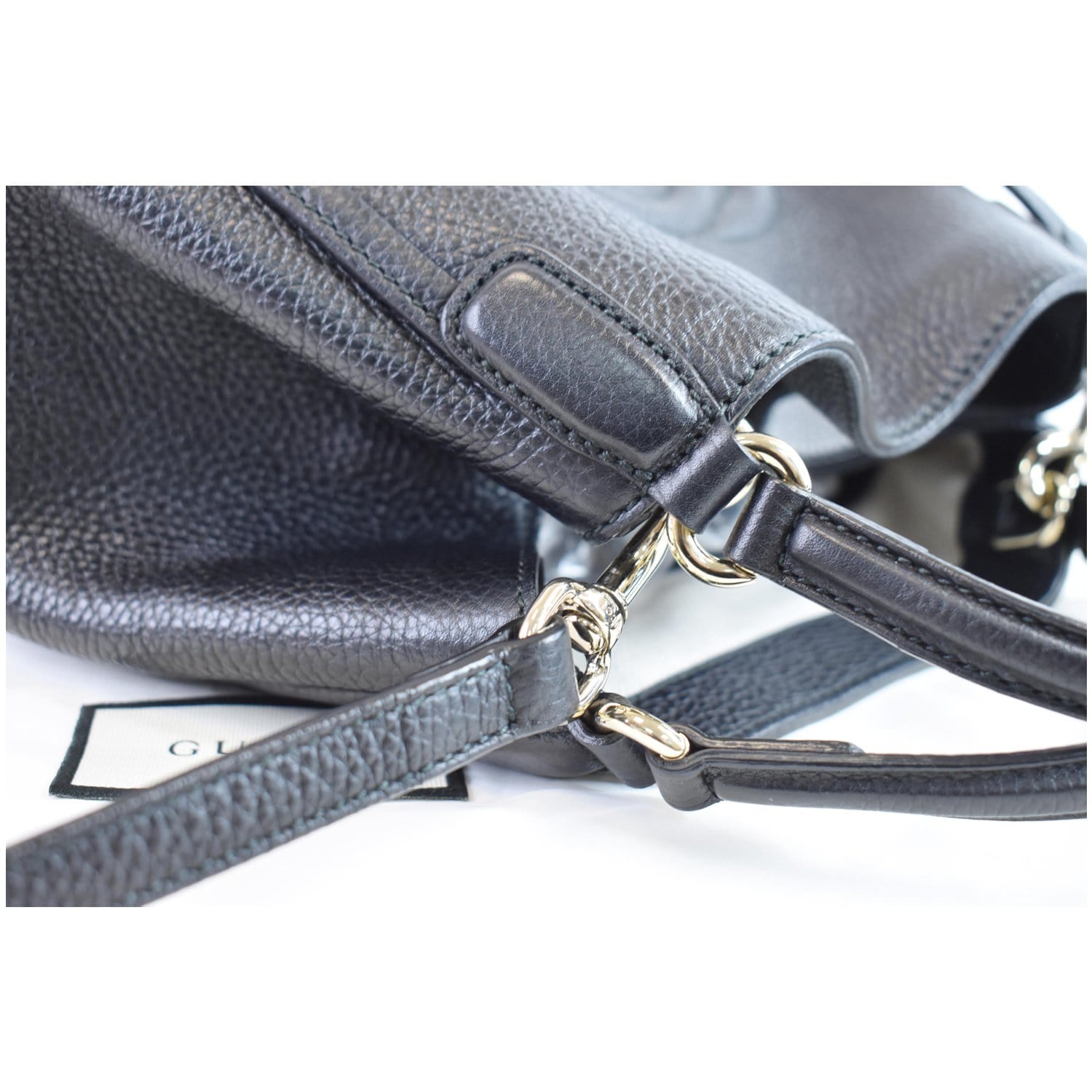 GUCCI Soho Small Pebbled Leather Shoulder Bag Black 336751