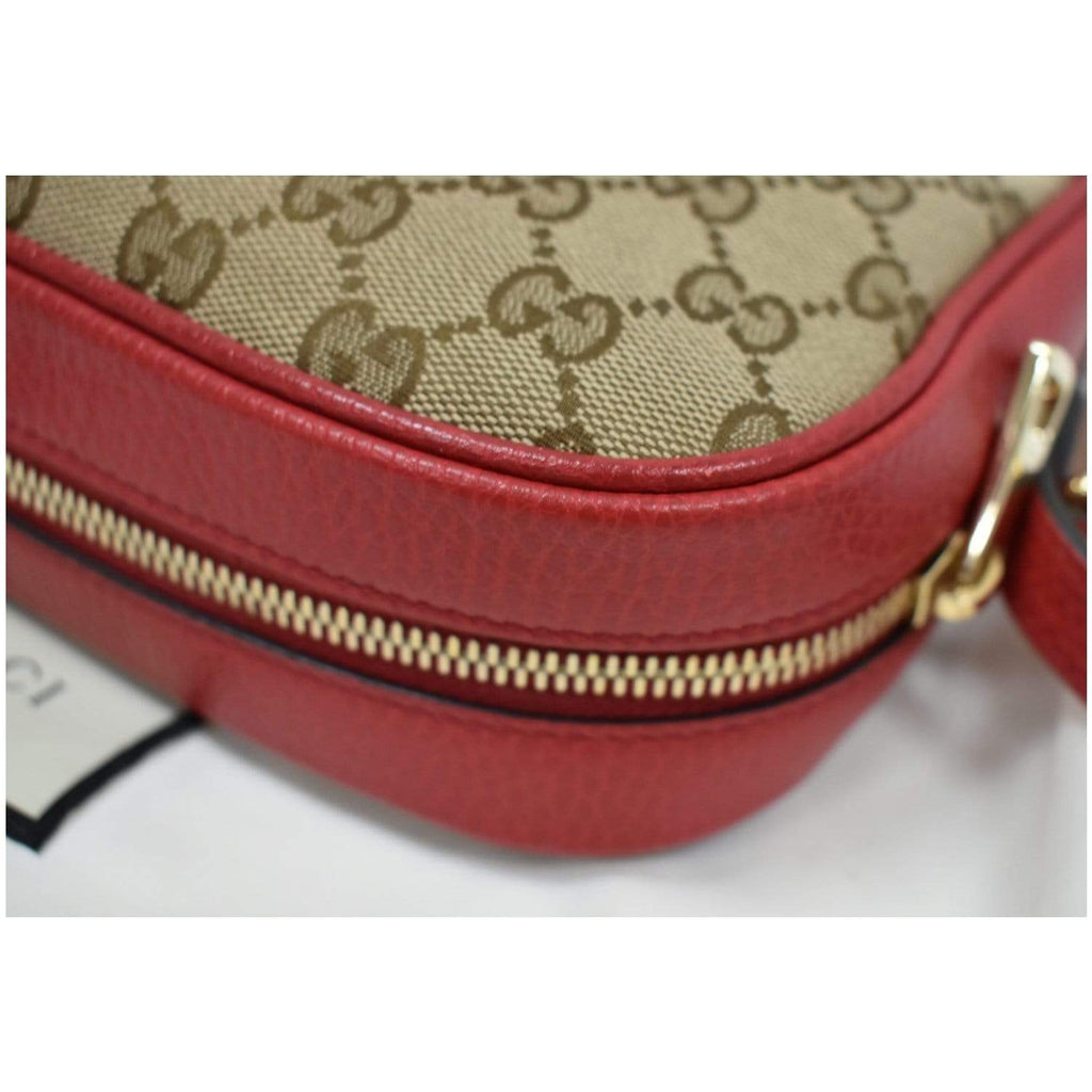 GUCCI Bree GG Canvas Leather Crossbody Bag Beige 449413
