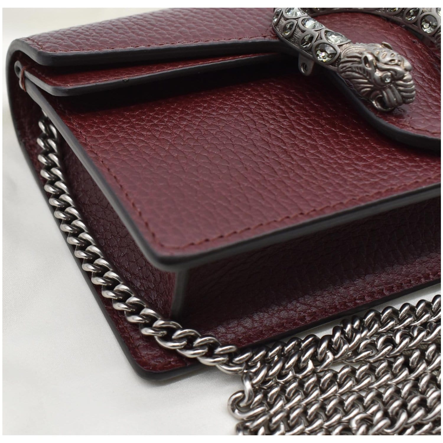 GUCCI Dionysus Super Mini Leather Shoulder Bag Burgundy 476432