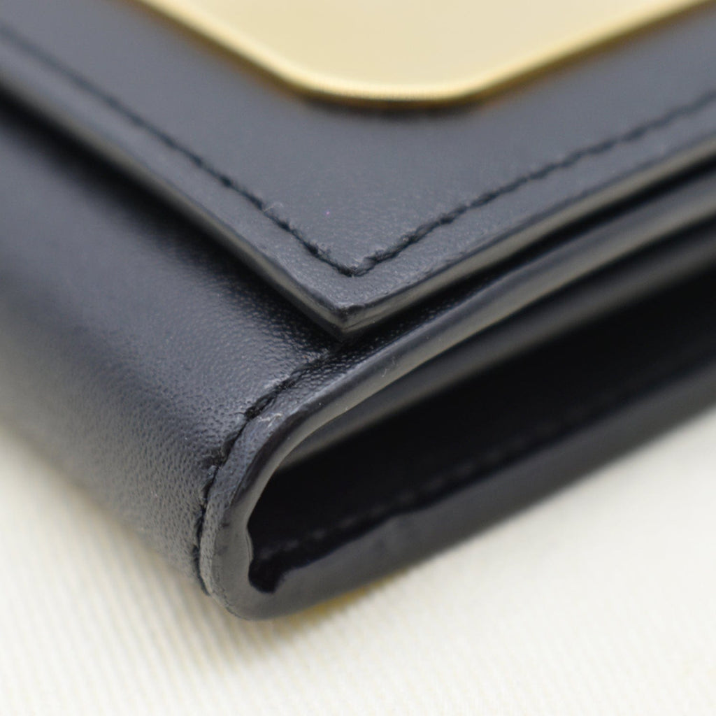 FENDI Monster Eyes Continental Smooth Leather Wallet Black