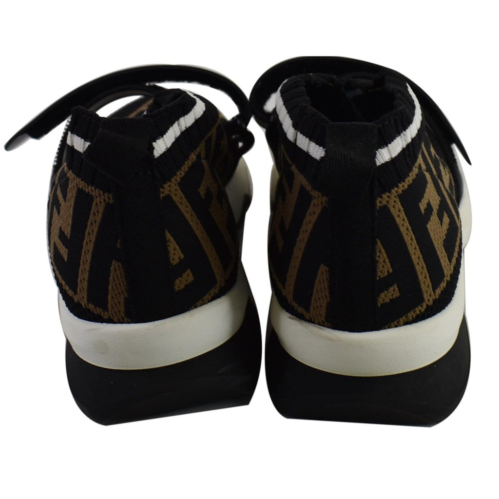 FENDI Rockoko Knit Fabric Sneakers Black Size 6