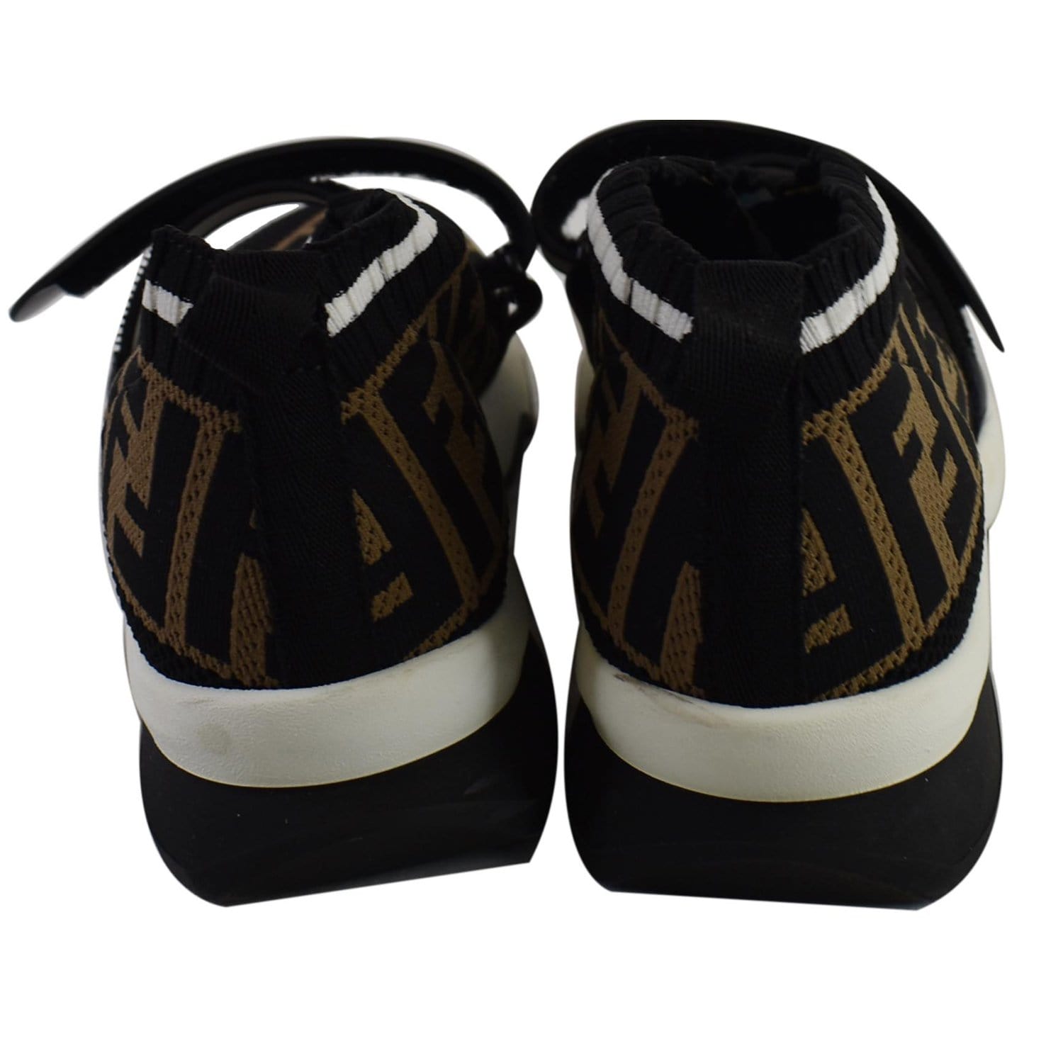 FENDI Rockoko Knit Fabric Sneakers Black Size 6
