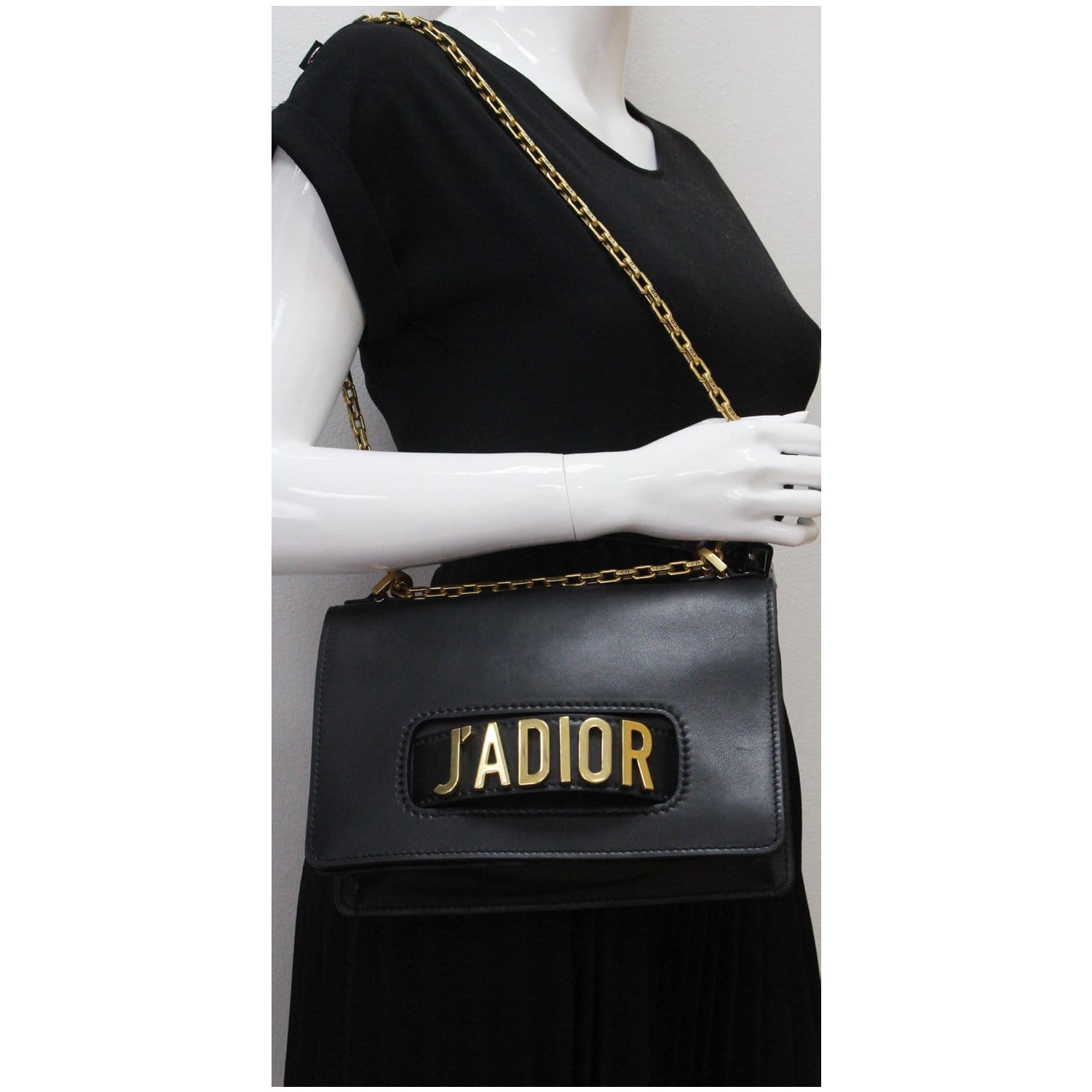 Christian Dior J'Adior Medium Calfskin Leather Flap Shoulder Bag Black