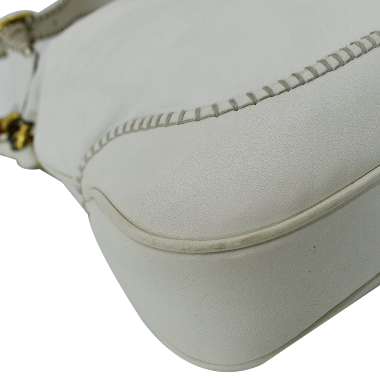 GUCCI Jackie Medium Leather Shoulder Bag White 219725