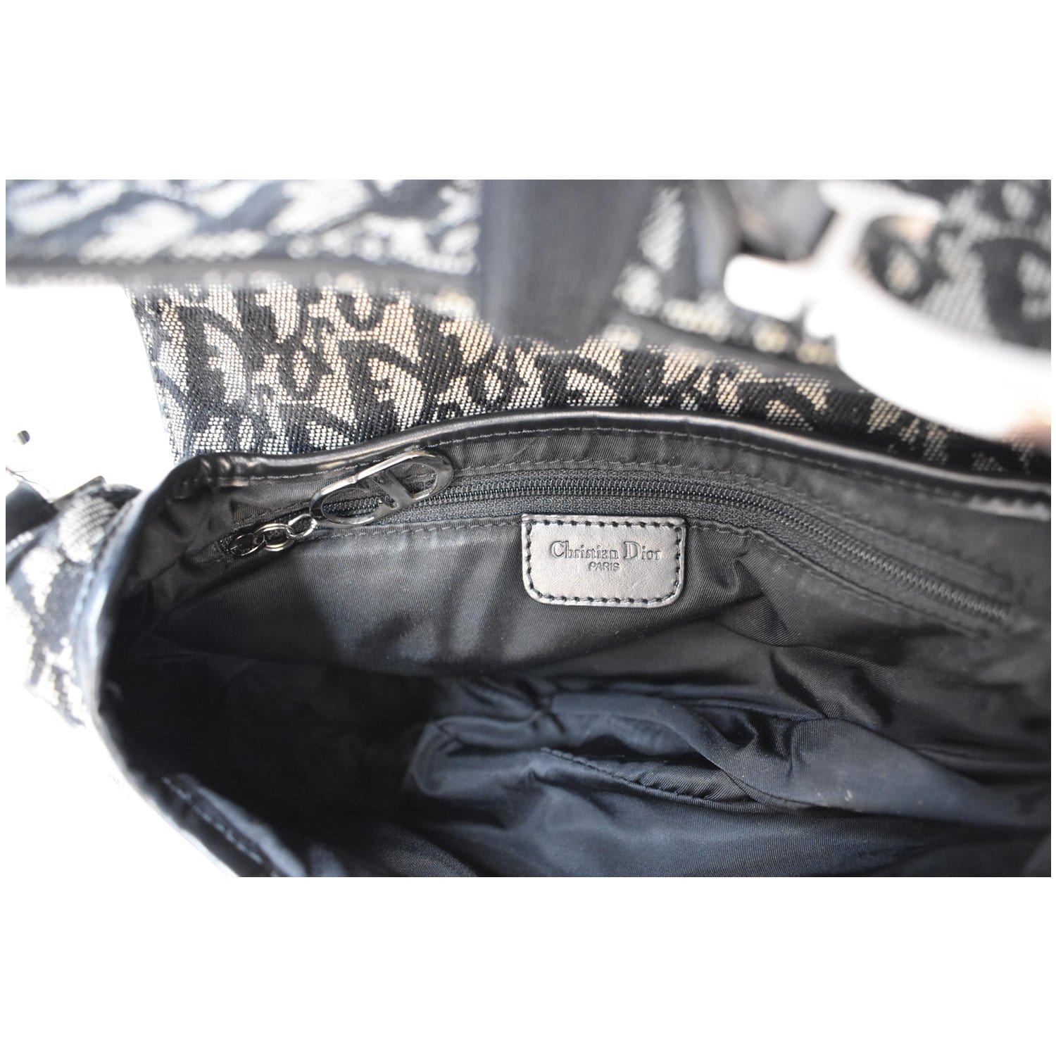 CHRISTIAN DIOR Saddle Oblique Jacquard Shoulder Bag Black