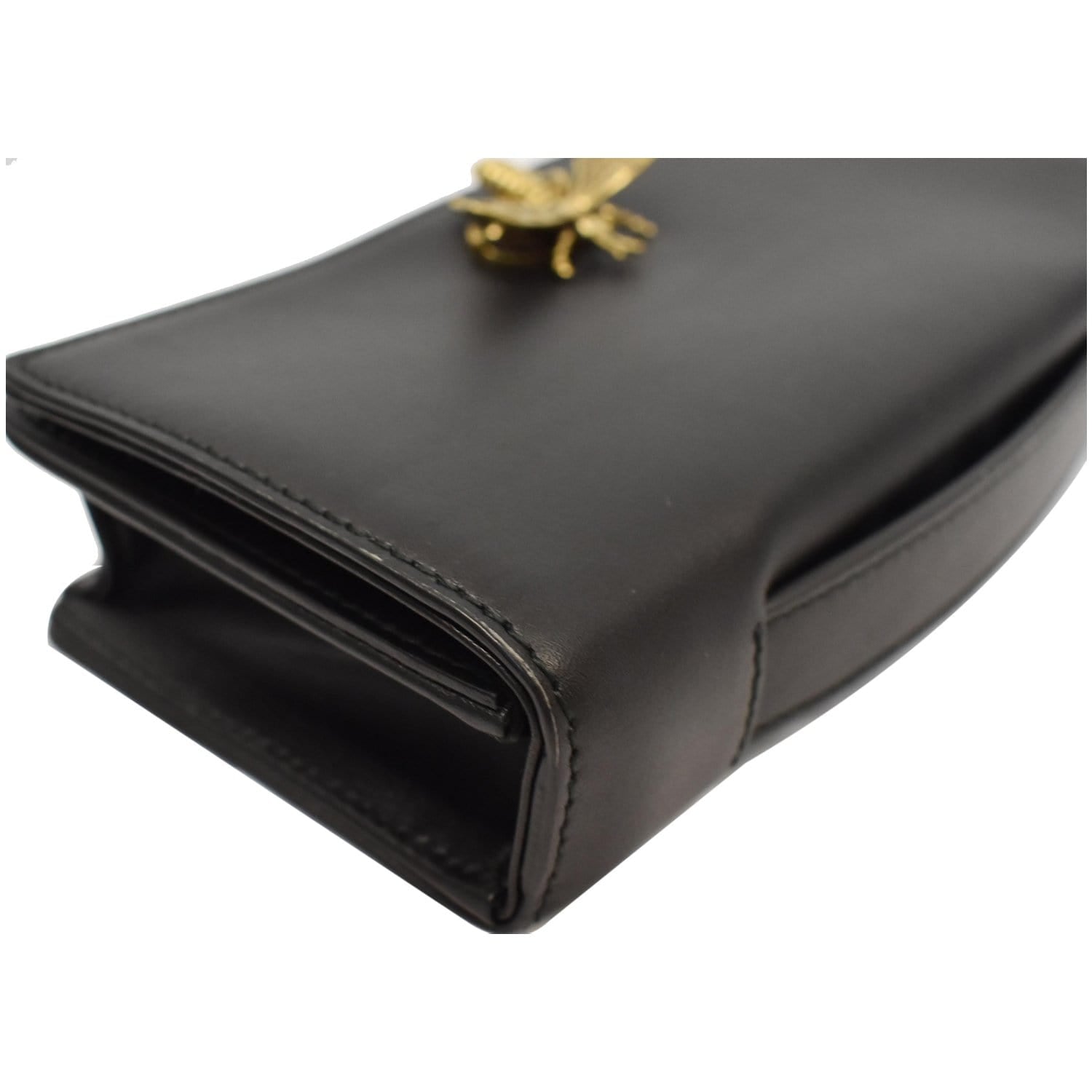 CHRISTIAN DIOR Bee Leather Pouch Clutch Bag Black