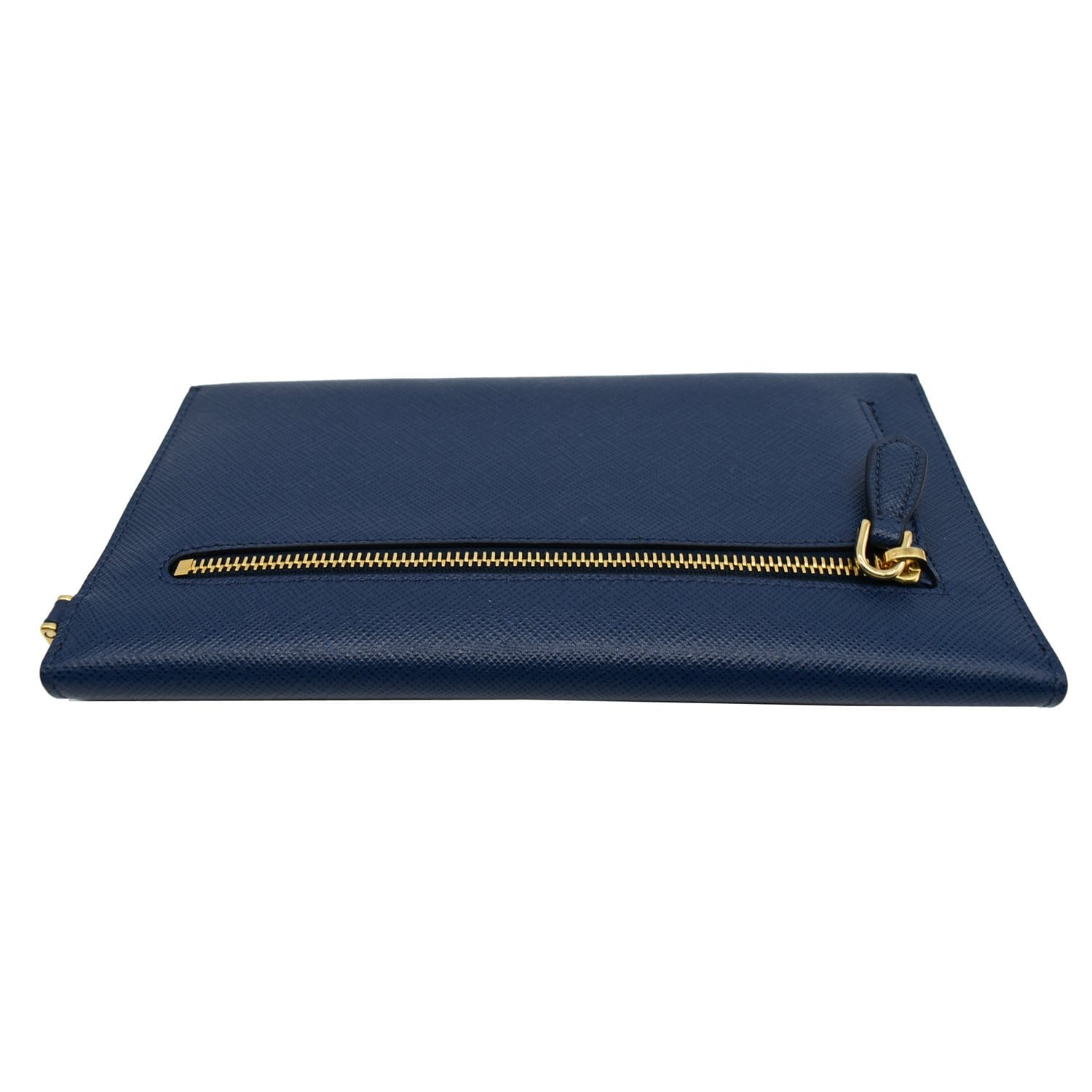 PRADA Envelope Leather Chain Clutch Blue 1MF002