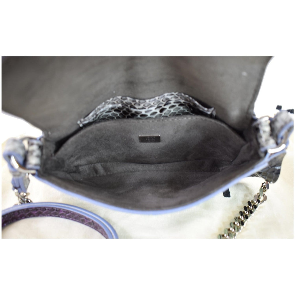 FENDI Baguette MicroWave Python Leather Chain Crossbody Bag Multi