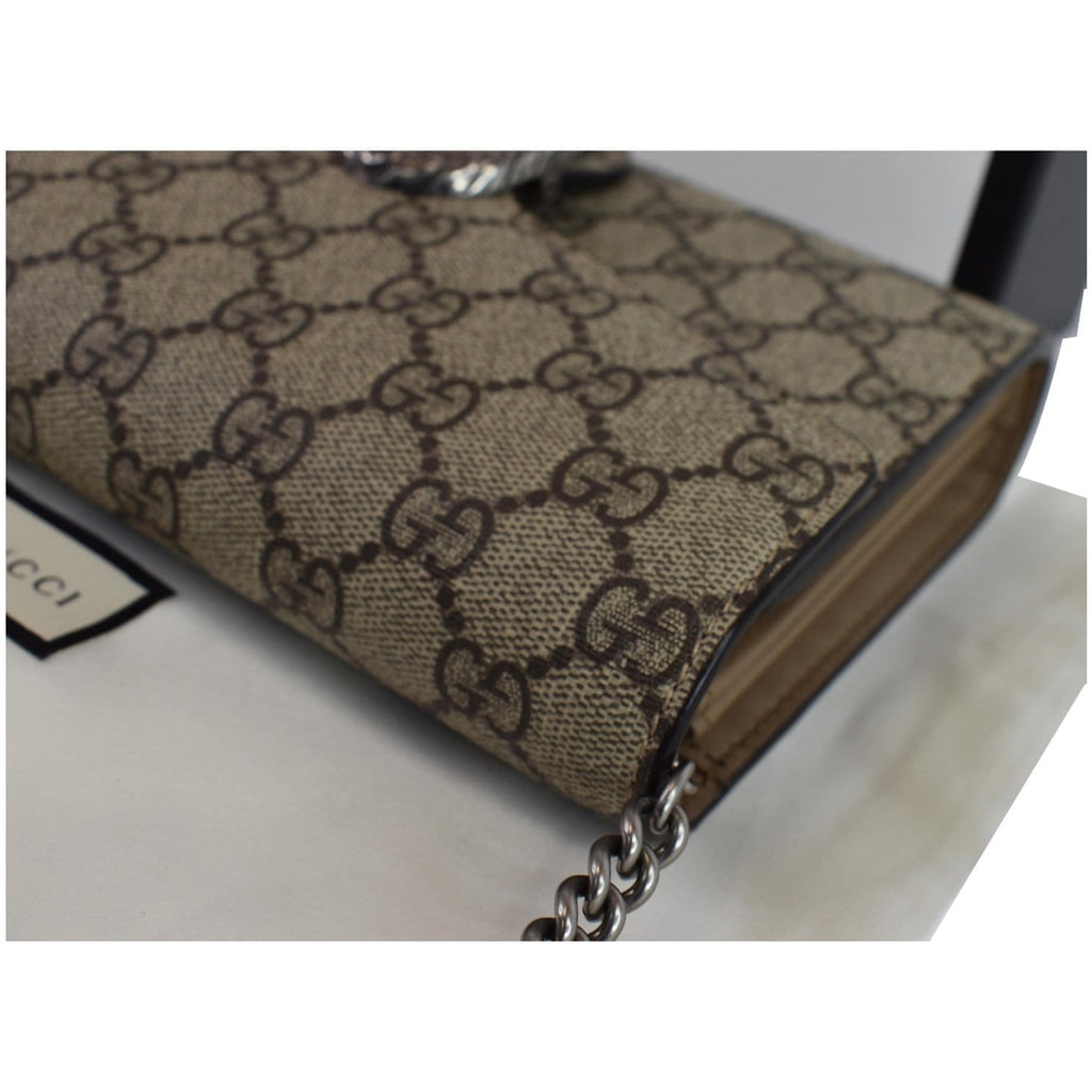 GUCCI Dionysus GG Supreme Crossbody Chain Wallet Beige 401231