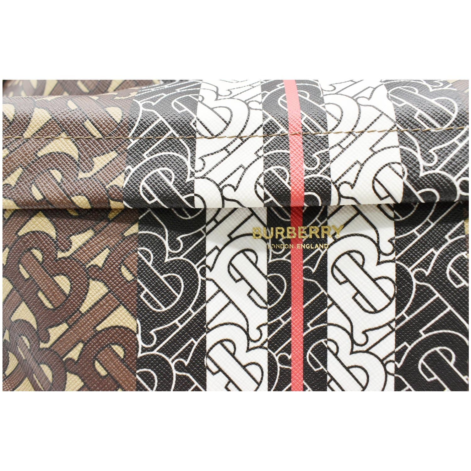 BURBERRY Bridle Stripe Monogram Print E-canvas Backpack Brown