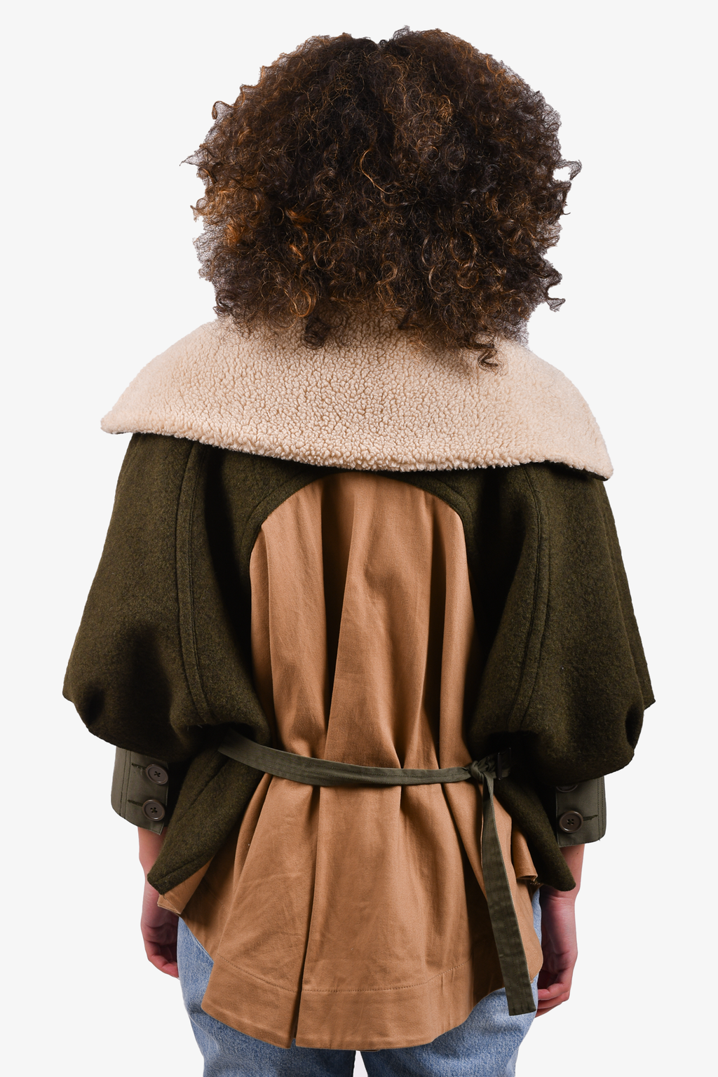 Cut25 by Yigal Azrouël Green Felt Boxy Utility Coat Size S