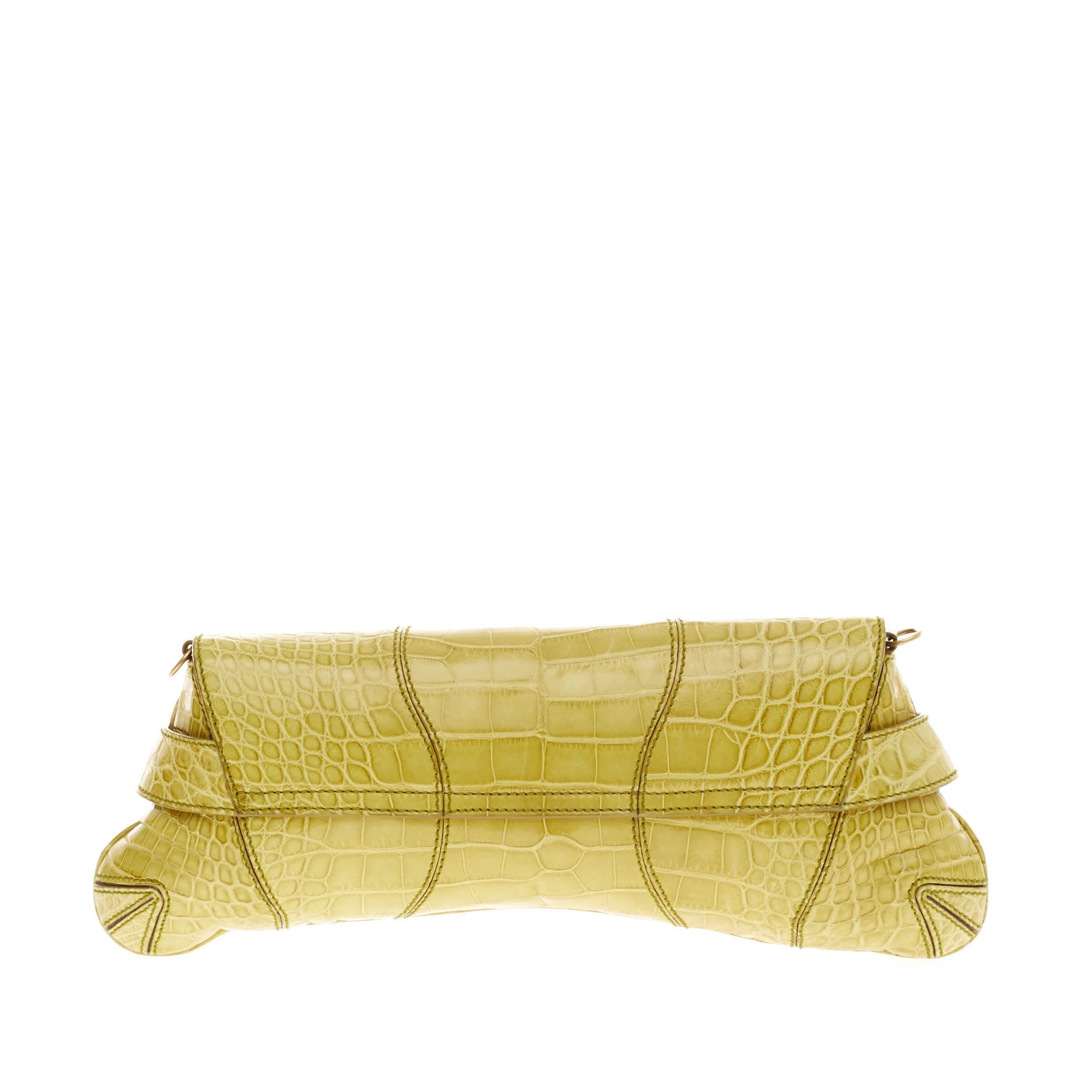 Horsebit Chain Strap Clutch Crocodile