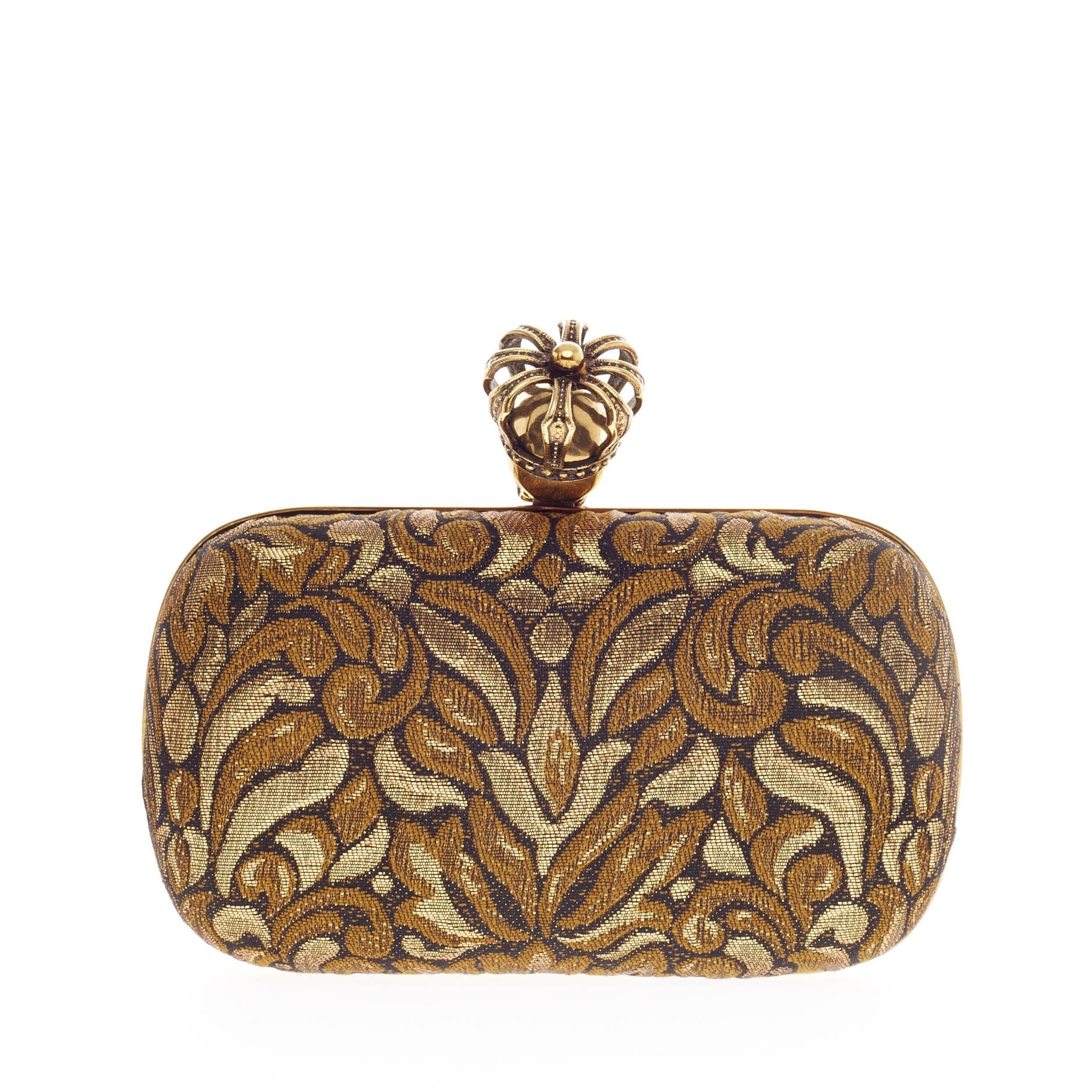 Crowned Skull Box Clutch Jacquard