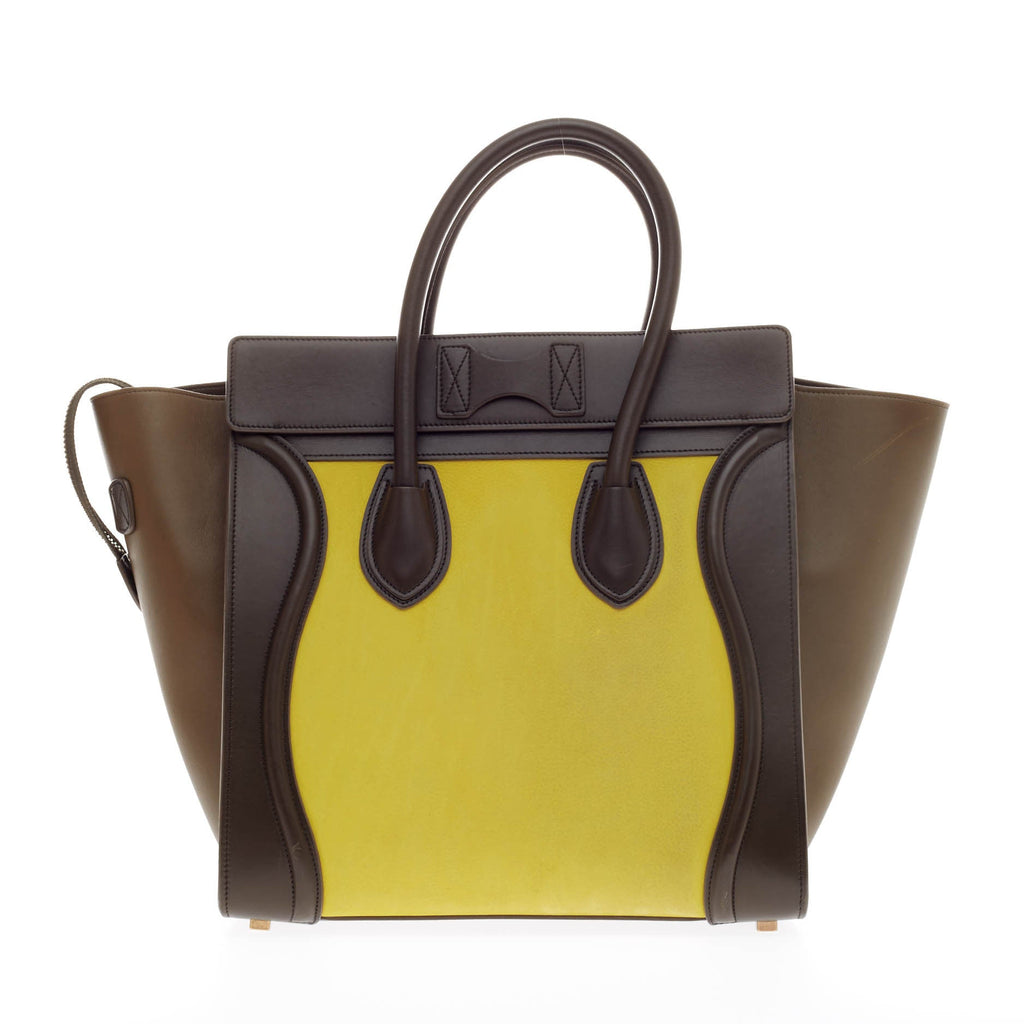 Tricolor Luggage Handbag Leather Mini